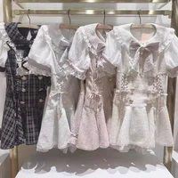 Japanese Mine Mass-Produced Short-Sleeve Shirt Dress Shorts Set Women Sweet Liz Doll Collar Bow Shirt Dress Two-Piece Suit 5