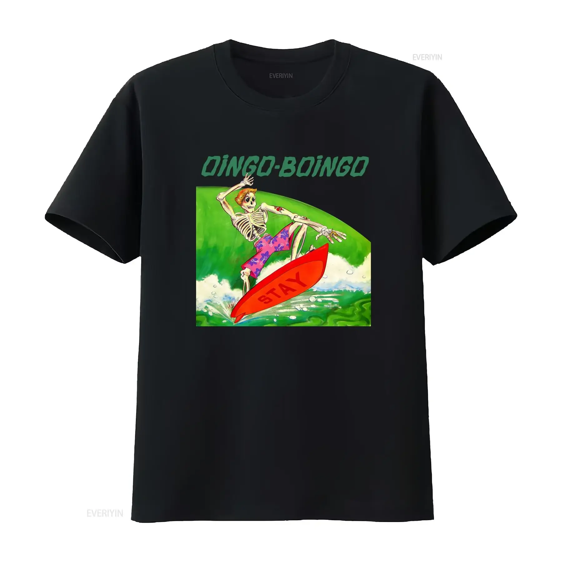 Oingo Boingo Surfing Skeleton T Shirt Unique Design Perfect for Beach Lovers and Music Fans vintage Washed designer clothes