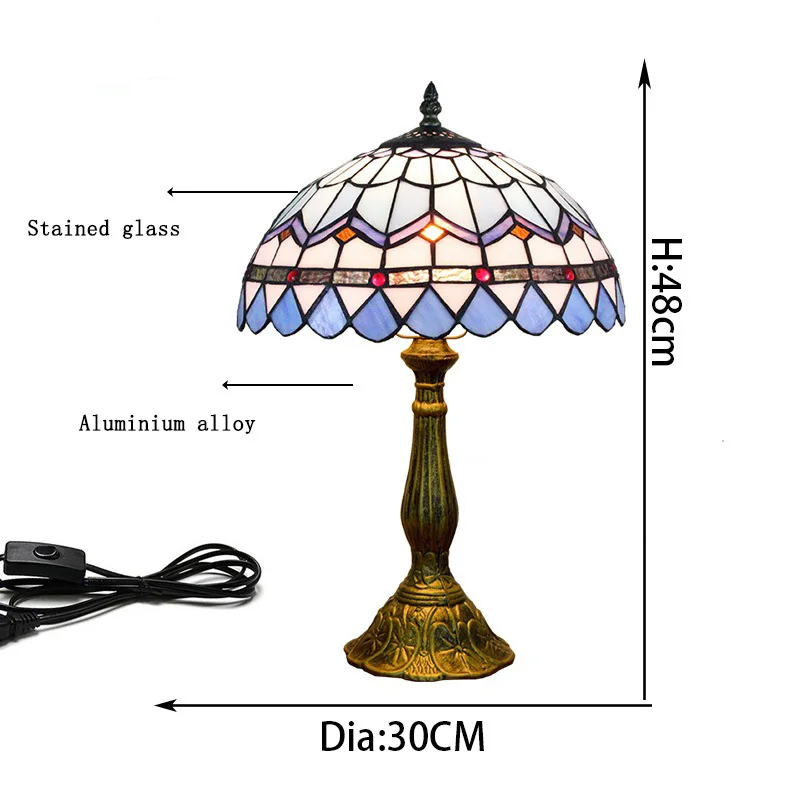 European-Style Pastoral Hotel Lobby Room Lights Living Room Dining Room Bedroom Bedside Baroque Style Stained Glass Table Lamps view 6