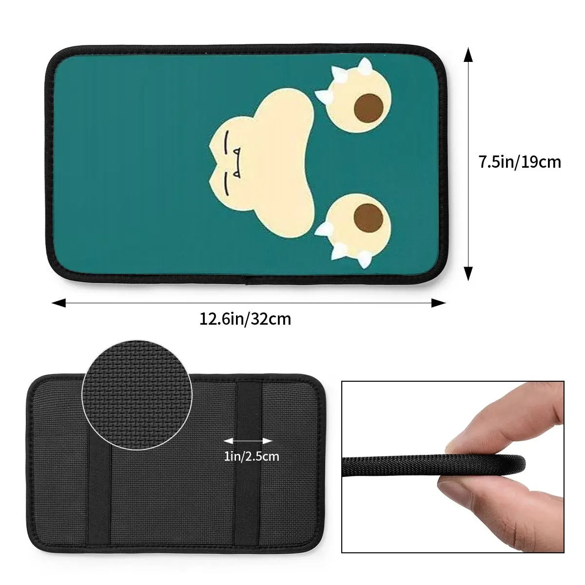 Snorlax Center Console Cover Pad for Cars Japanese Anmie Auto Interior Armrest Cover Mat