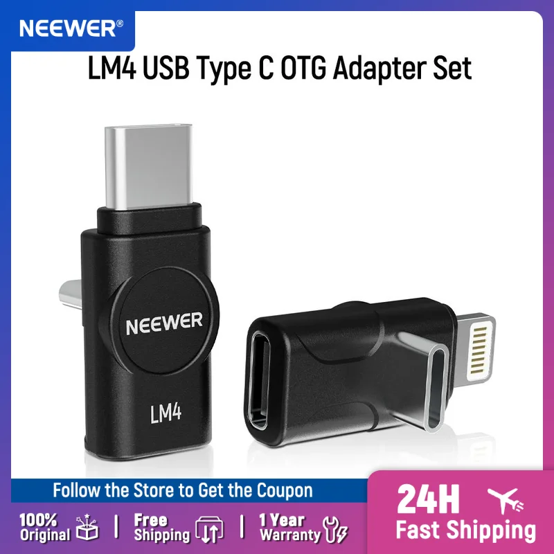

Neewer LM4 USB Type C OTG Adapter Set (2 Pack), USB C to USB C + USBC to iOS for iPhone iPad Android Phone CM28 Pro CM28 Ultra