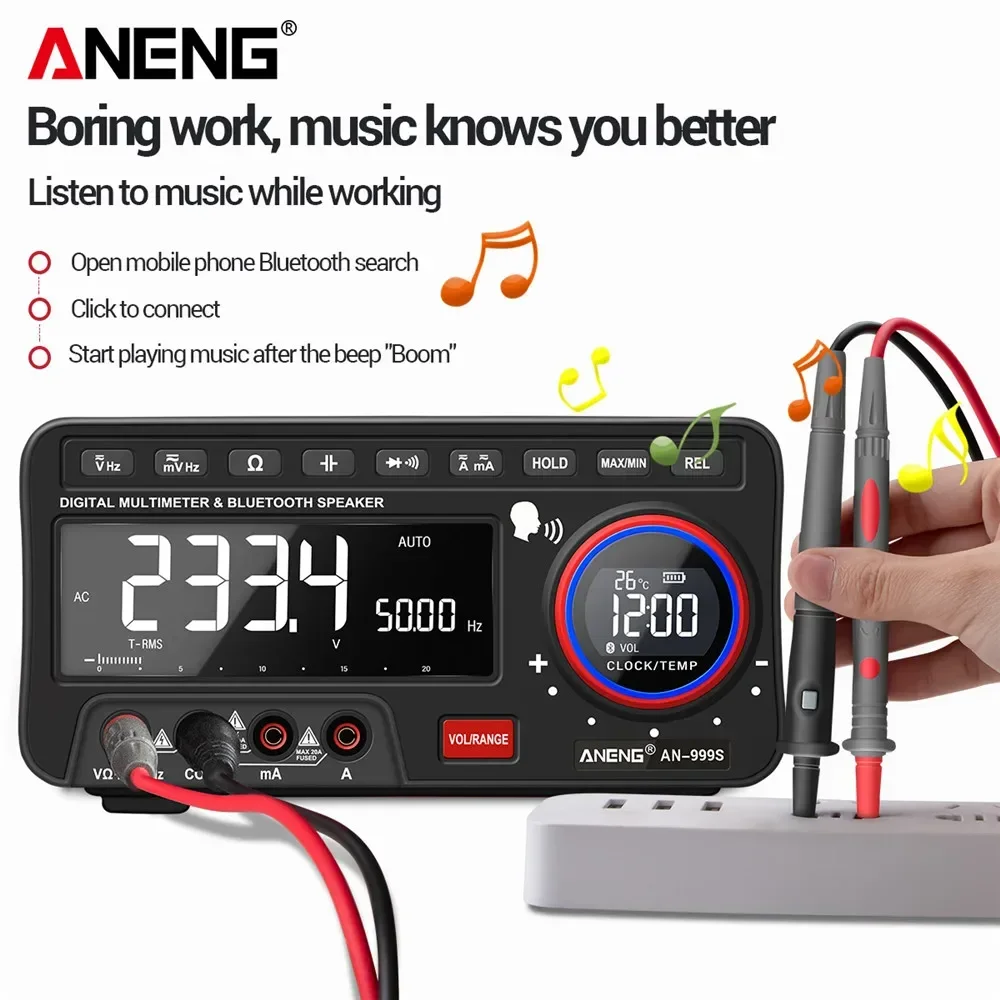 ANENG AN999S Bench Voice Multimeter Bluetooth Tester 19999 Counts Profesional Digital True Rms Autorange Transistor Tool Meter