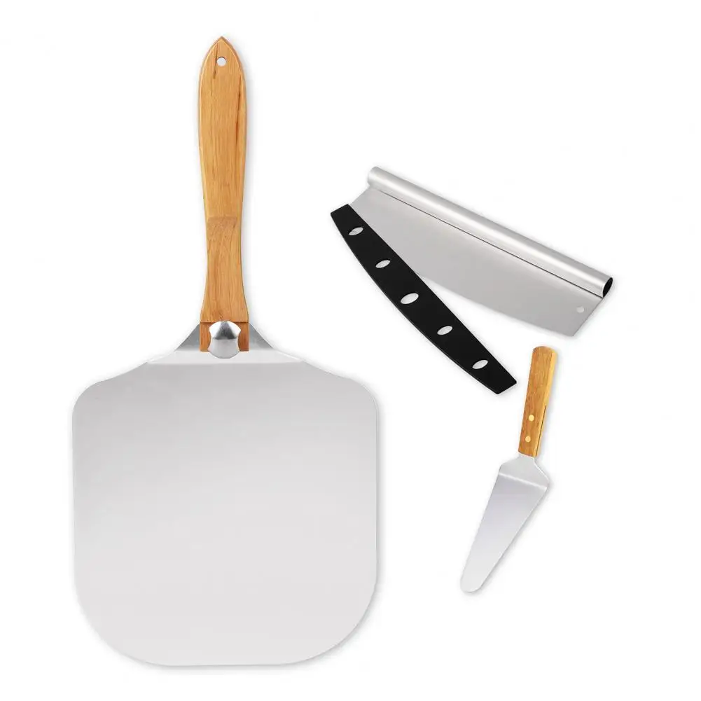 

Pizza Shovel Professional Pizza Accessories Kit with Aluminum Pizza Spatula Rocker Cutter Set for Oven Baking for Grill