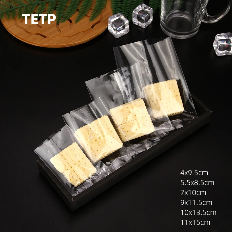 

TETP 100pcs Clear/Frosted Machine Hot Seal Bags Handmade Biscuit Nougat Sugar Candy Cookie Baking Gift Packaging Plastic Bag