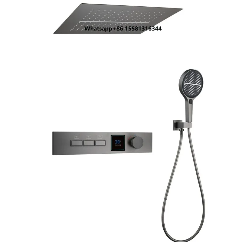 New All-Brass Wall-mounted Hidden Shower Set Embedded Constant Temperature Shower Hidden Shower Head Waterfall Water Outlet