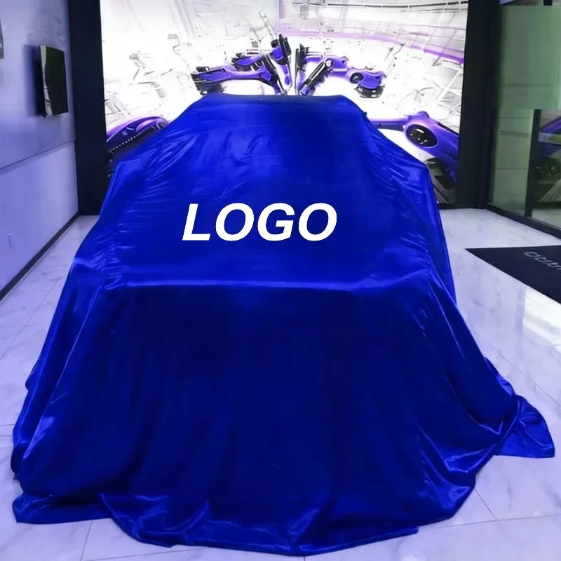 Luxury Satin Silk Car Reveal Cover with Textured Finish 90% UV Protection Customizable Logo for New Car Unveiling