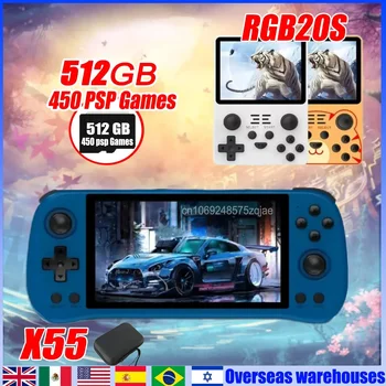 POWKIDDY X55 rgbretro Retro Portable Game Console RK3566 5.5 inch IPS Screen Open Source System HD 450 PSP 900 PS1 Video Games Hot