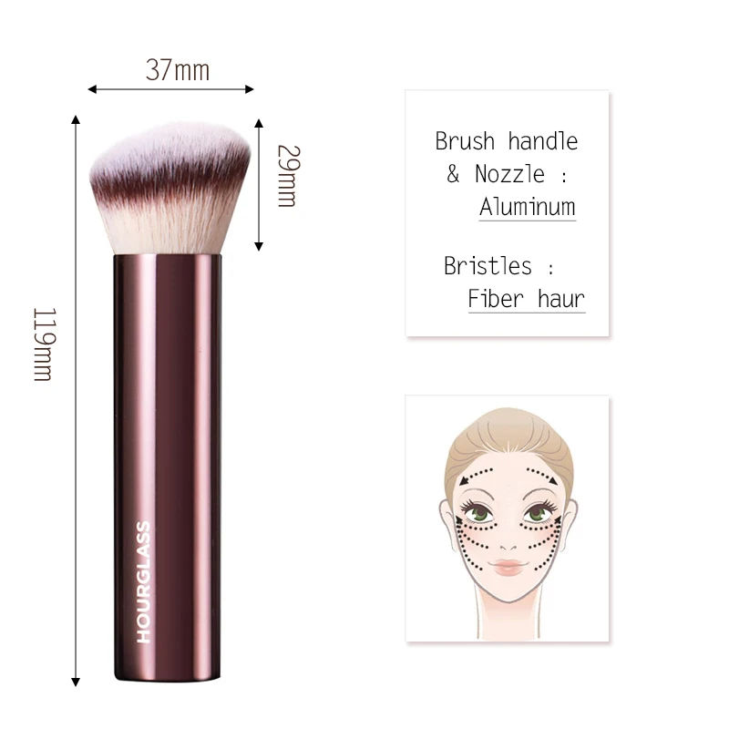 Hourglass Finish Makeup Brush Seamless Finish Foundation Brush Soft Fiber Hair Fashion Design Single Face Brush Metal Quality