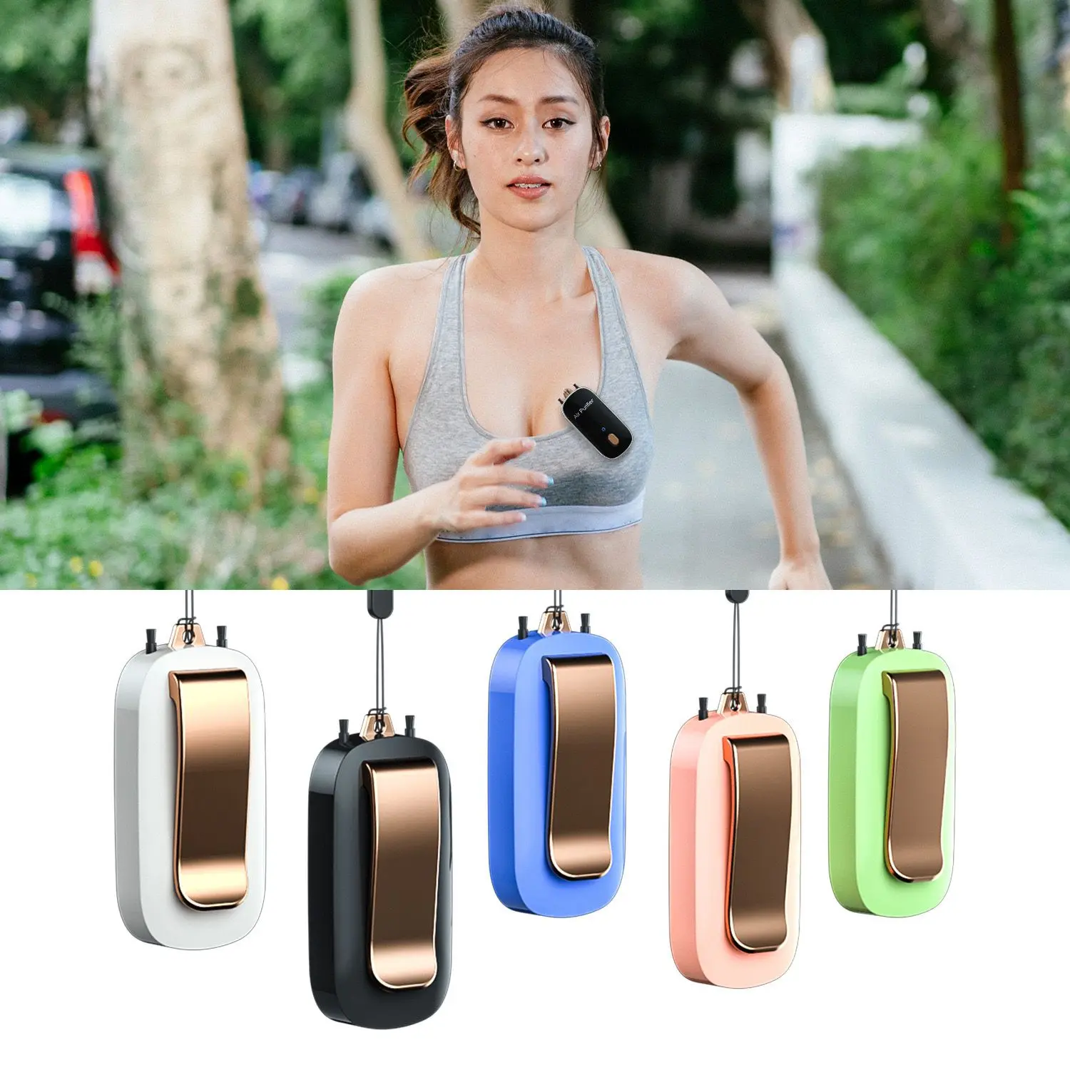 20 Million Negative Ion Purifier Personal Wearable Mini Portable 24H Working Collar Clip Hanging Neck Air Purifier Green