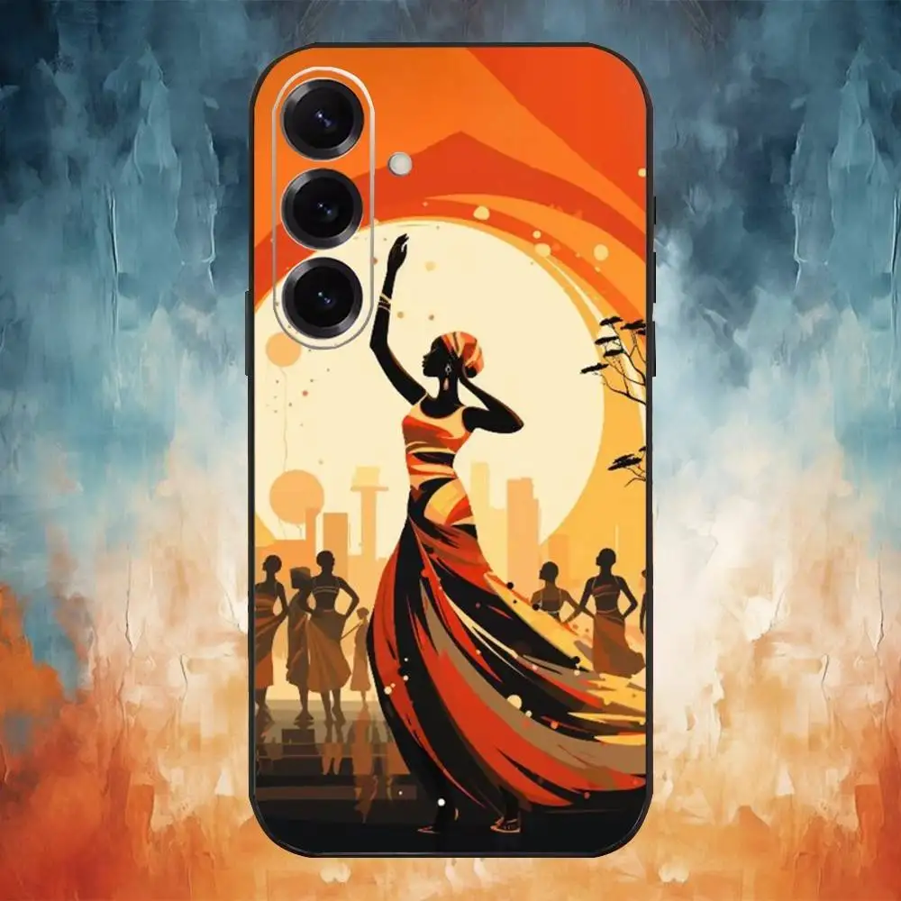 Afrikaanse kunst telefoonhoesje voor Samsung Galaxy A73,A72,A71,A70,A53,A52,A51,anderen zachte zwarte schaal