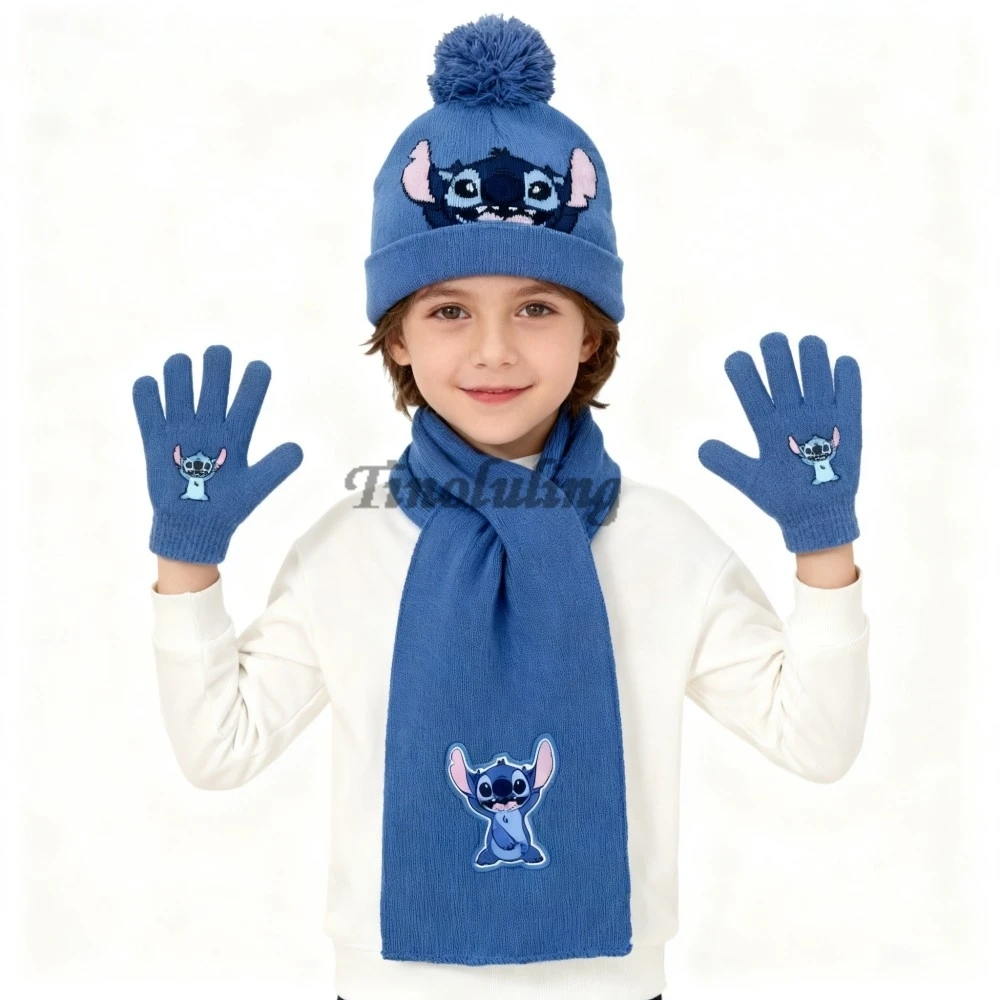 Topi Anak Musim Gugur Musim Dingin Baru, Topi Rajut Hangat Motif Hewan Kartun dengan Syal dan Sarung Tangan, Topi Anak Laki-laki Perempuan, Topi Natal Anak 3pcs/Set
