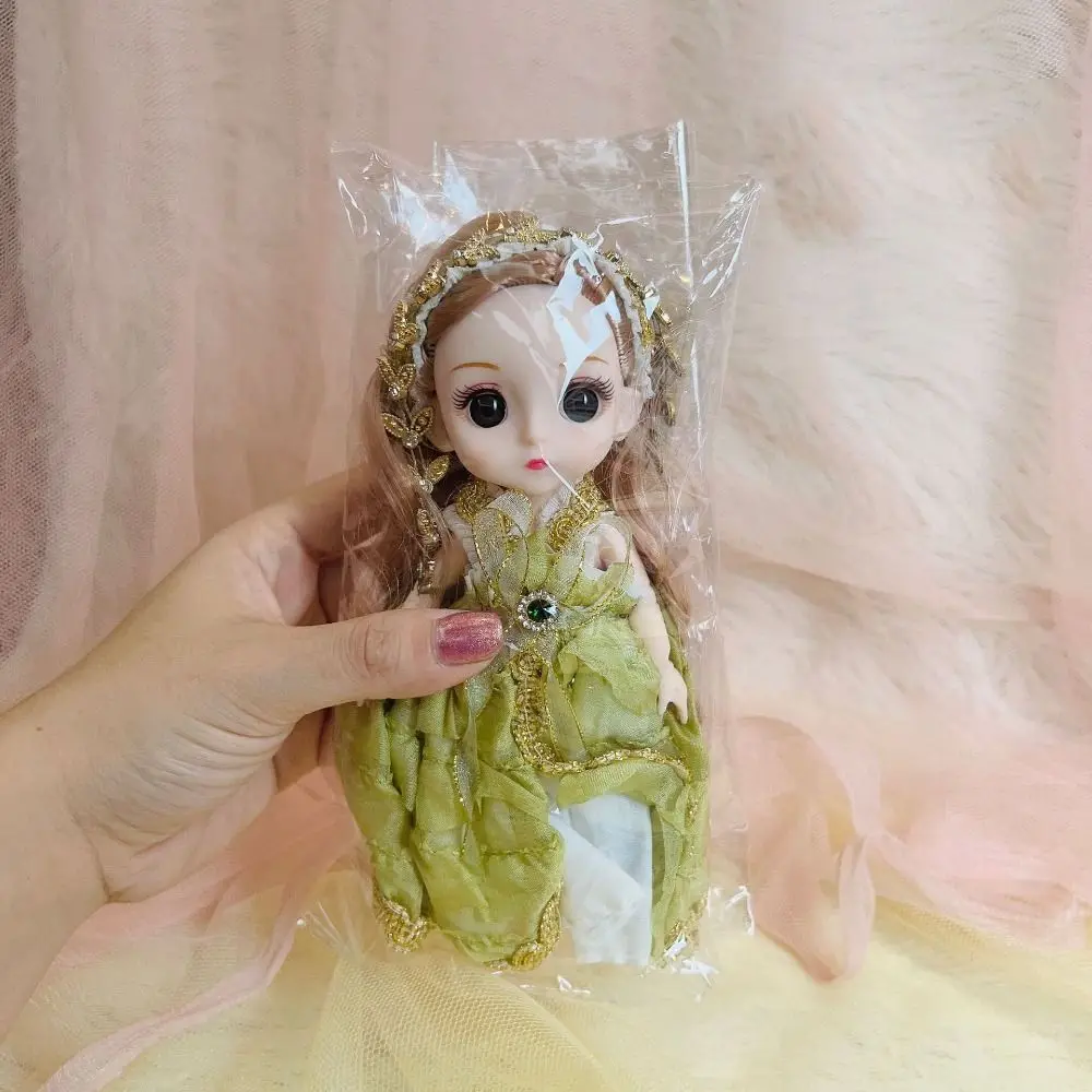 Movabl Joints 17cm Bjd Girls Doll Mini Large Skirt Hem Ruchome stawy Princess Dress Doll Convertible Clothes Thick Hair