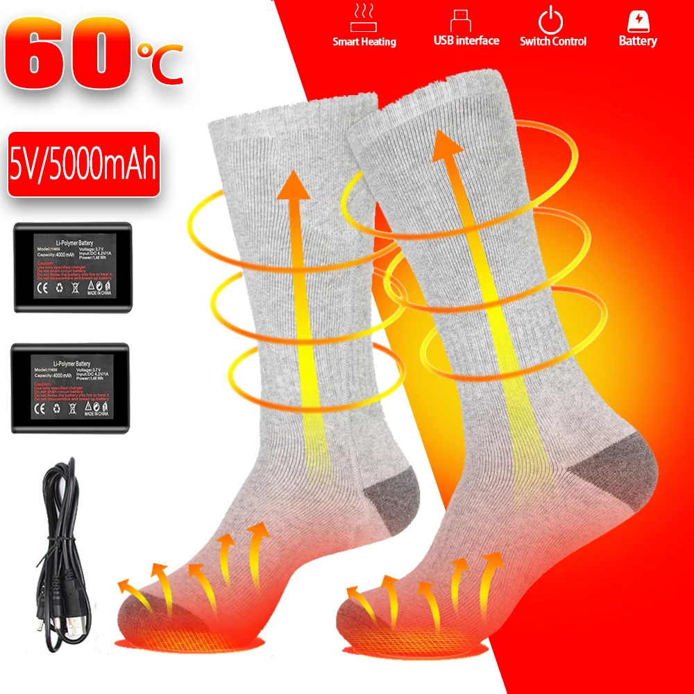 Electric Heating Women's Socks 5000mAh Battery Winter Motorcycle Riding Fast Heating Shoes Washable Men's Motorcycle Warm Socks