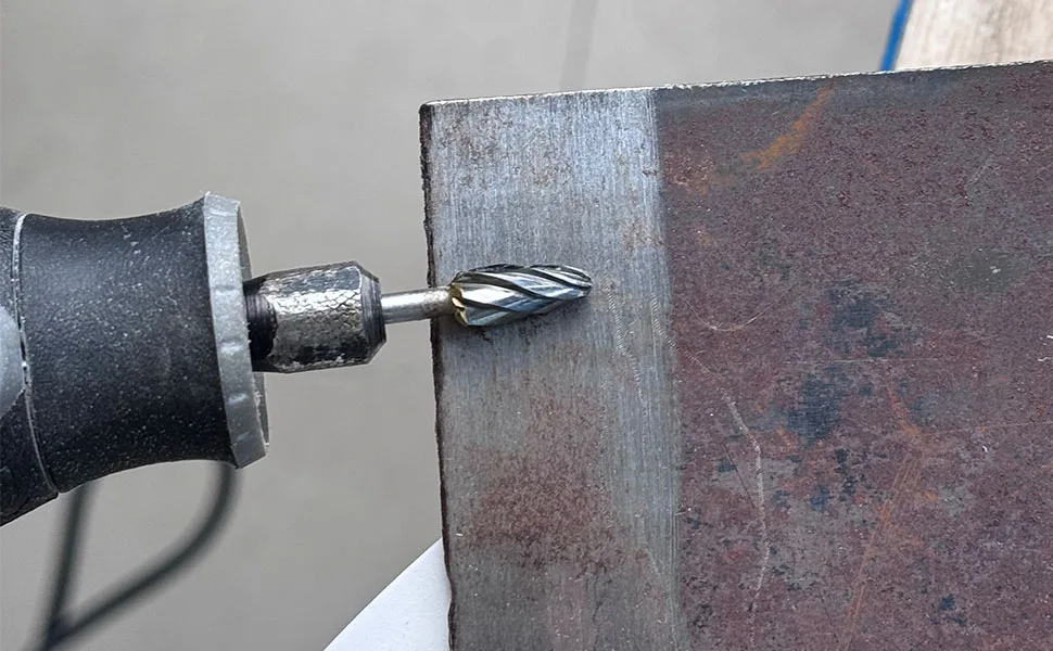 Wolframkarbid-Frässtift-Set für Dremel, 10 Stück Karbid-Doppelschnitt-Frässtifte mit 1/8 Zoll Schaft, Zubehör für Rotationswerkzeuge – Detail 3