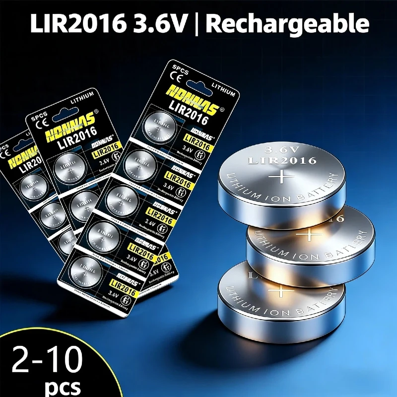 

3.6V Rechargeable Lithium-ion Button Battery Replacement for CR2016 Car Remote Control Key Watch Toy