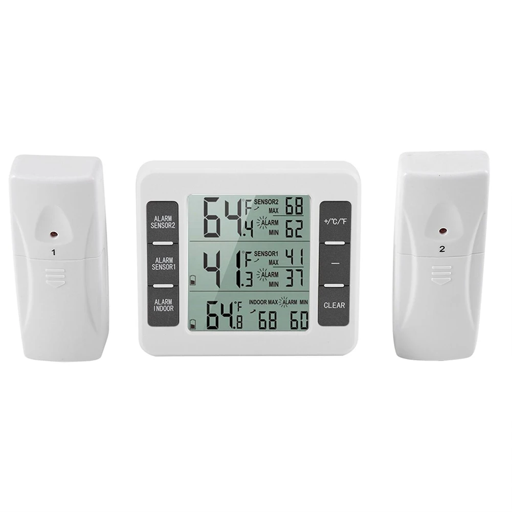 Long Range Wireless Thermometer with Freezer Alarm Perfect for Fridge Indoor and Outdoor Temperature Measurement