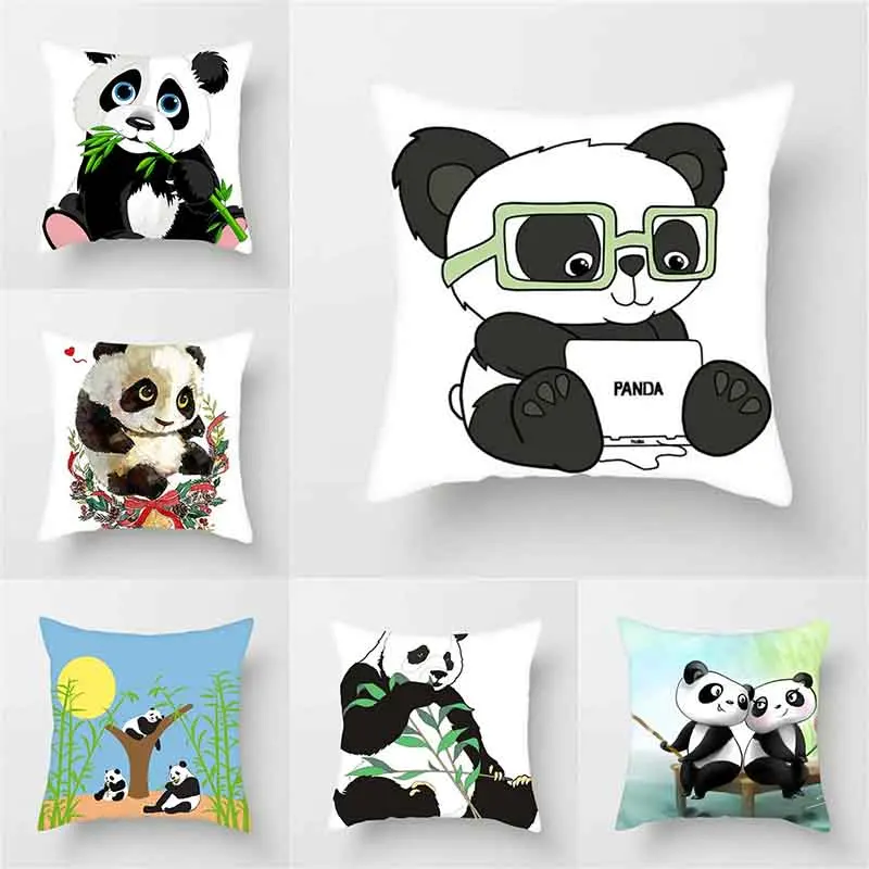 Luxury Home Decor Pillowcase Cute Panda Print Pattern Cushion Cover Living Room Sofa Cushion Cover