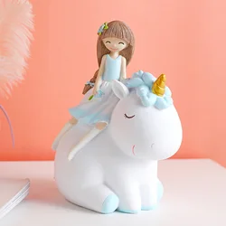 Princess Unicorn Piggy Bank for Kids Children Resin Cute Cartoon Animals Money Savings Box Coins Holder Storage Christmas Gift