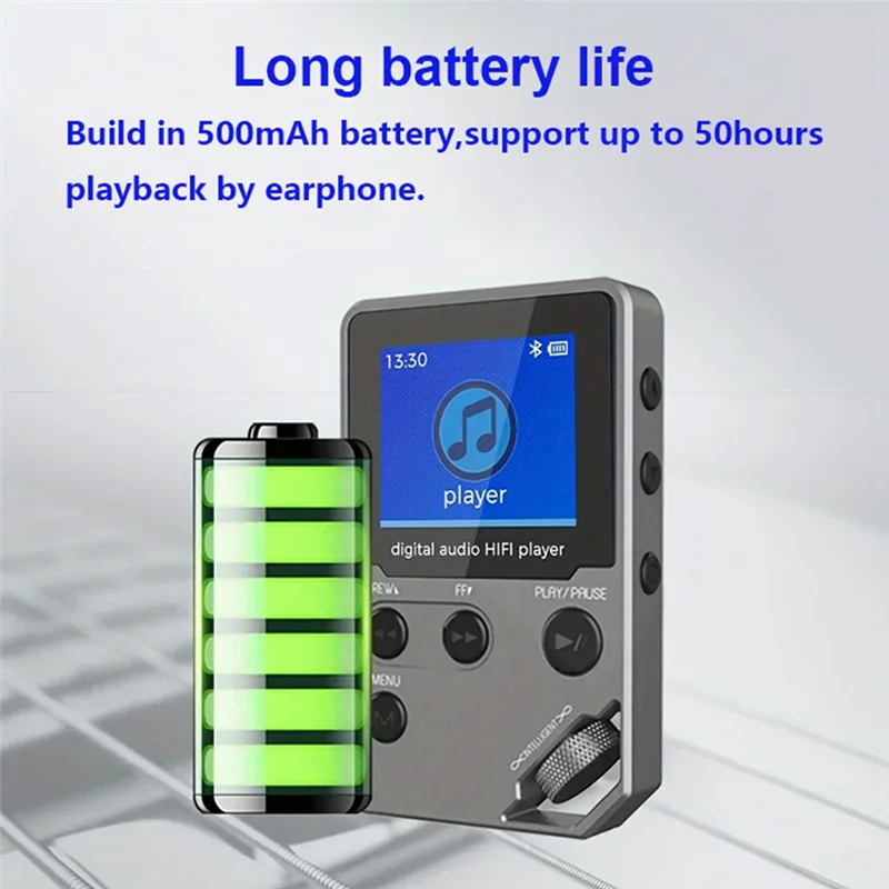 

B04C-C5 8GB Lossless Bluetooth MP3 Music Player, Zinc Alloy Body,Rotary Controls,Wireless Connection,Voice Recorder