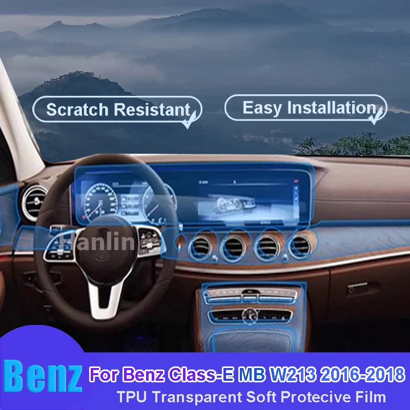 

For Benz Class-E MB W213 (2016-2018) Car GPS Navigation LCD Screen TPU Protective Film Protector Decoration Stickers