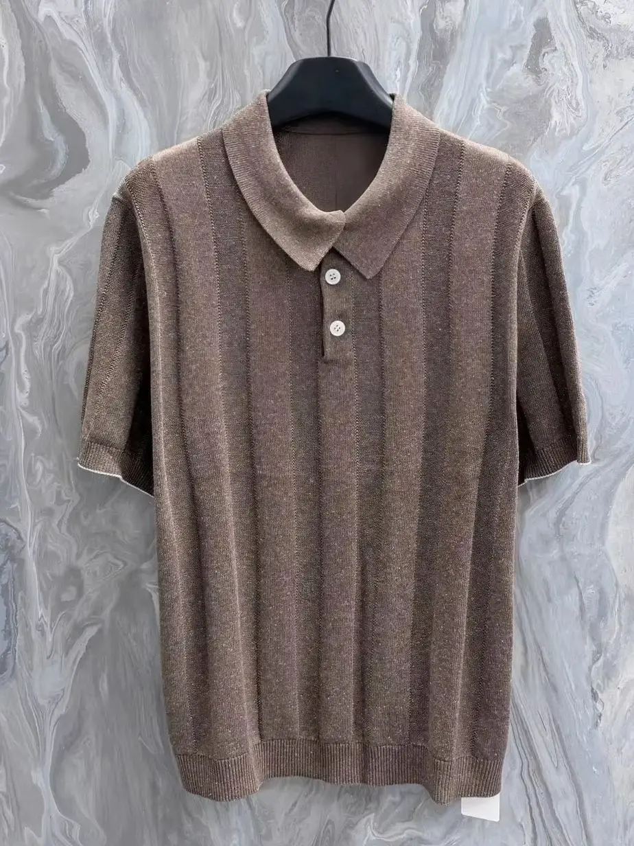 Italian BC old money style 26 summer light luxury Lyocell blended breathable knitted lapel short-sleeved POLO shirt