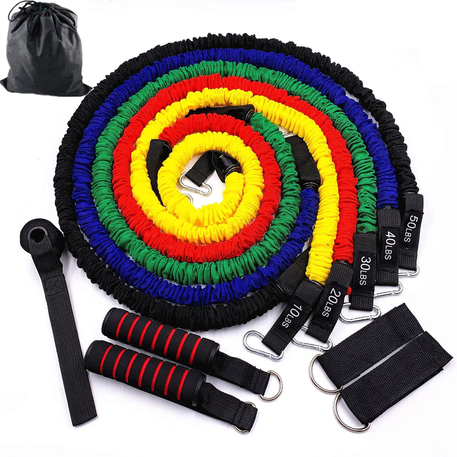 11PCS Tension Resistance Band Set Exercise Stretch Fitness Home Set 100/150lbs Resistance Bands for Gym Fitness Training Yoga