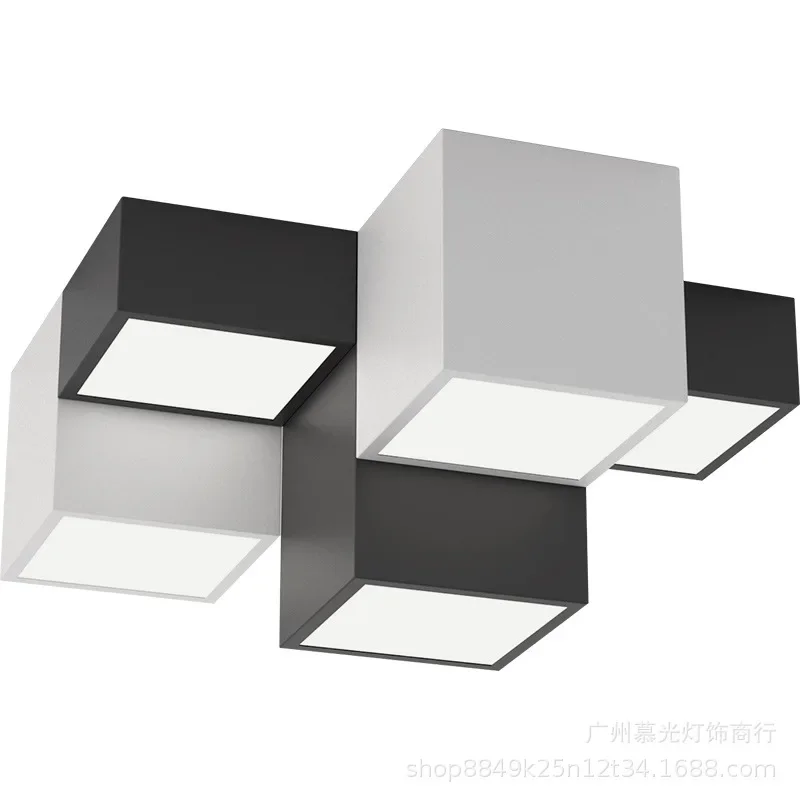 Modern Metal LED Ceiling Lights Bedroom Chandelier Modern Surface Mounted Light Living Room Black White Design Ceiling Lamp