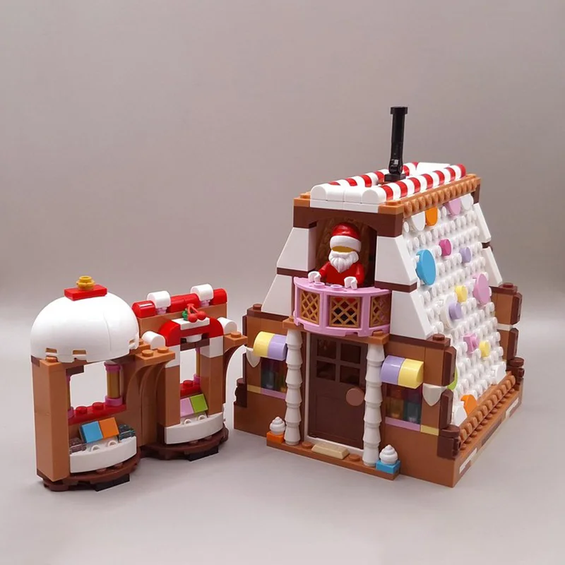 497 PCS MOC Aanpassen Kerst Serie 40809 A-Frame Gingebread Huis Model Bouwsteen Baksteen Creatieve Montage DIY Speelgoed geschenken