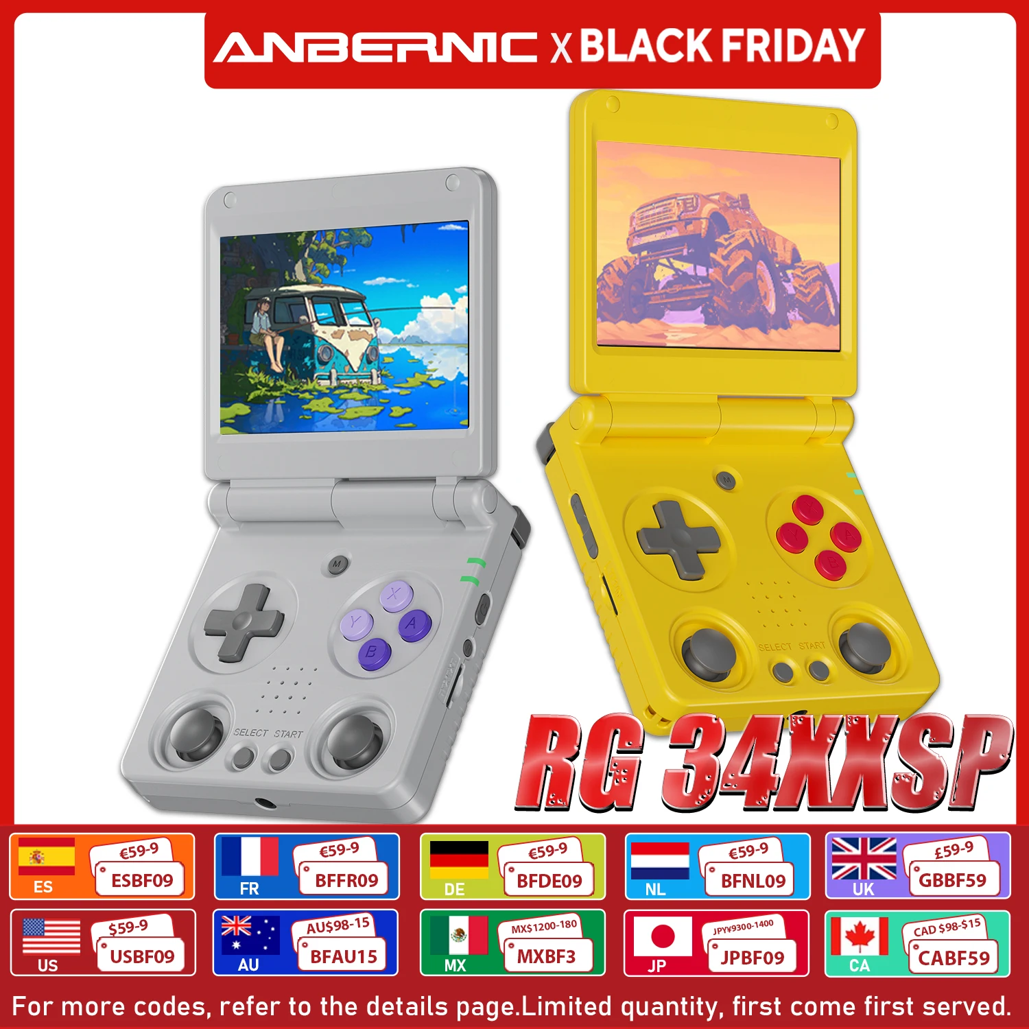 

Anbernic RG34XXSP 3.4'' IPS Screen Flip Handheld Console Linux System HDMI-compatible TV Output 64G 5000 Games Pre-installed