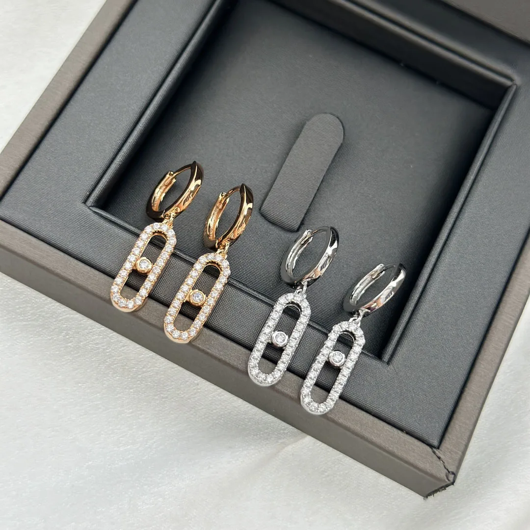 Unique Design Mover Series 925 Sterling Silver Inlaid Diamond Earrings, Classic Jewelry Fashionable And Generous