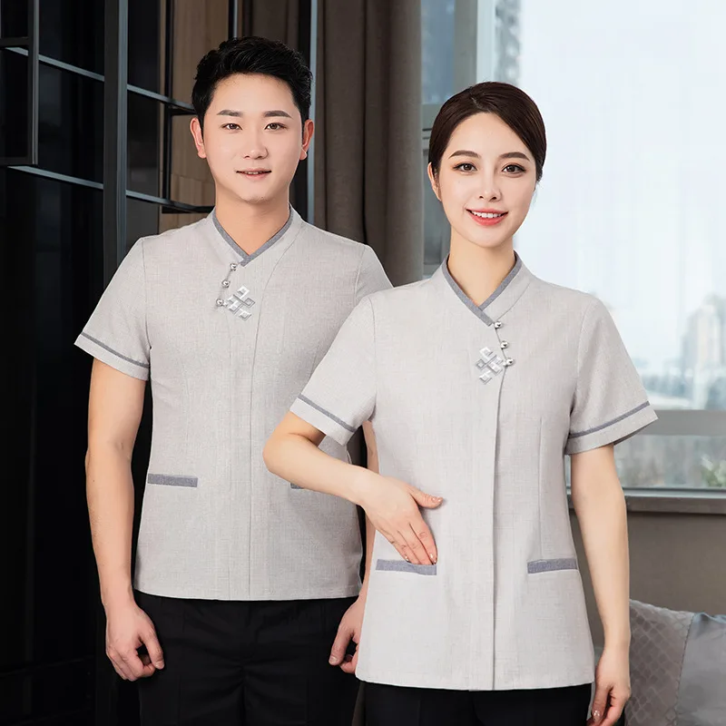 

Room Attendant Property Housekeeping Women's Summer Short-Sleeved Clothes Hotel Cleaning Service Uniform Work