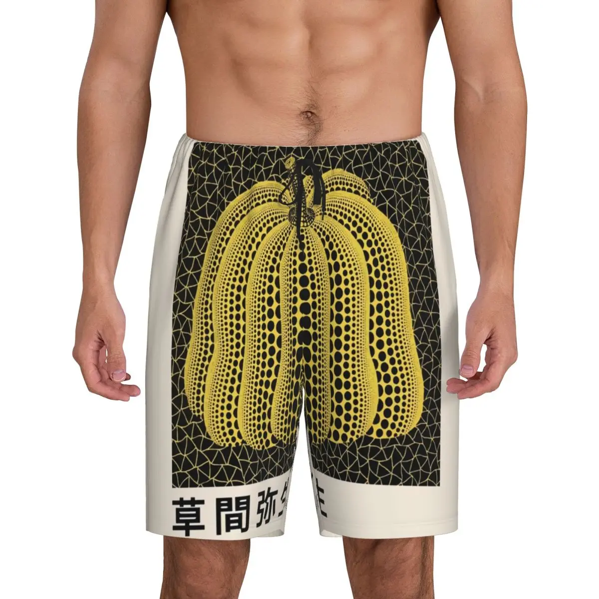 

Custom Yayoi Kusama Pumkin Forever Pajama Shorts Sleepwear Men's Elastic Waistband Abstract Art Sleep Lounge Short with Pockets