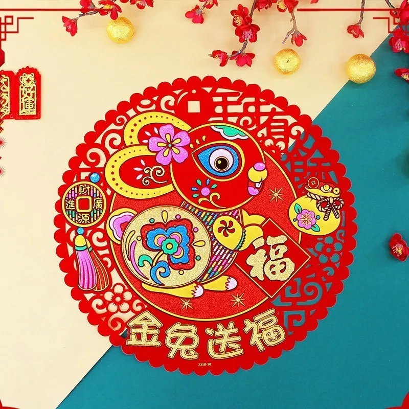 1 قطعة ملصق لاصق قطع الورق نافذة لاصقة تزيين ثلاثي الأبعاد باب الديكور لوازم مهرجان الربيع