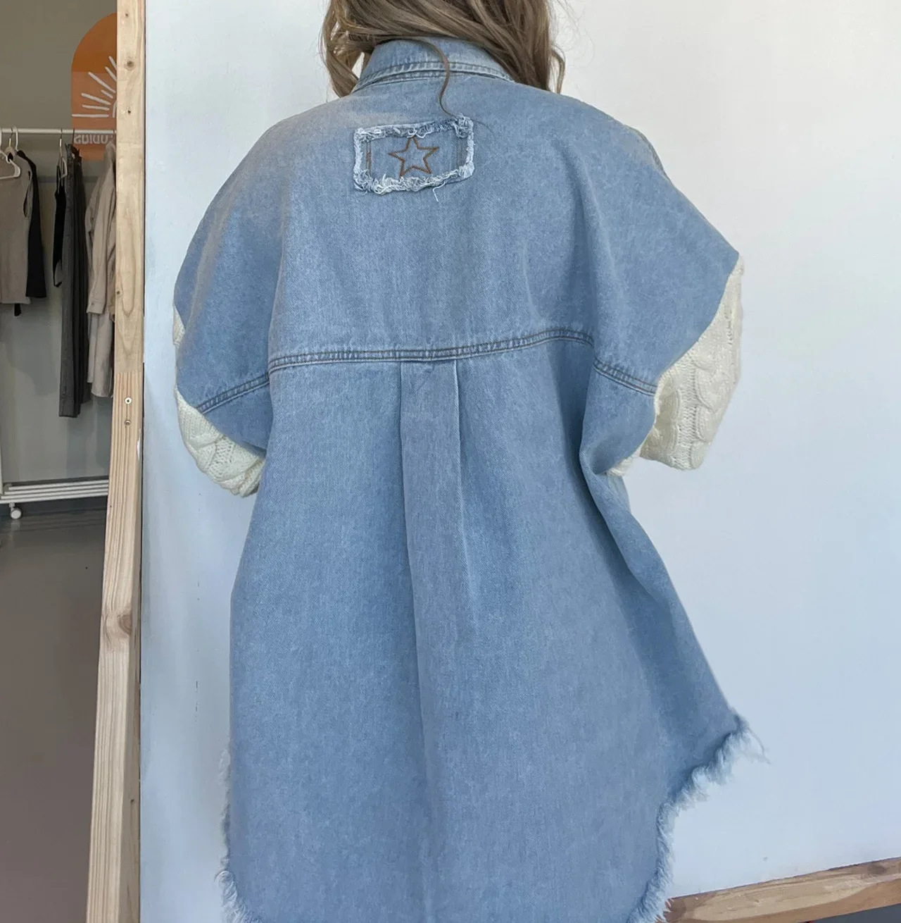 Mode Wollen Mouw Denim Jean Jas Vrouwen Vintage Losse Patchwork Retro Lady 'S Jas Denim Jack Vrouwen Chique Dames Jassen