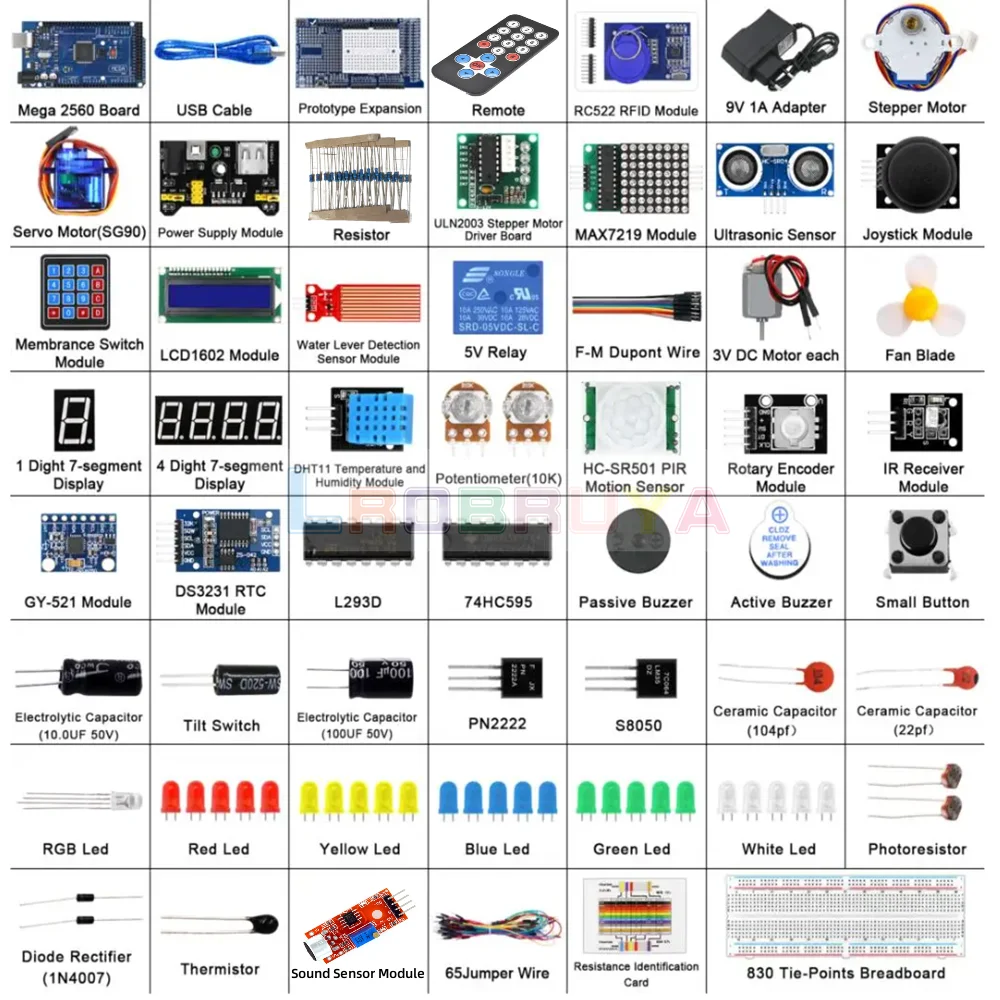 Lrobruya Starter Kit for MEGA 2560 the Most Complete Starter Kit for Arduino Mega2560 DIY Project Set with Tutorial/Box LTARK-13