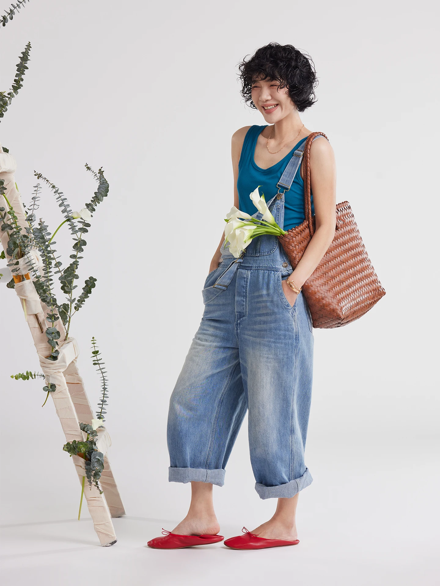 

Buue Casual Korean Sle Women's Denim Overalls High Waist Cotton Loose Fit Spring New Faion Design Sensation