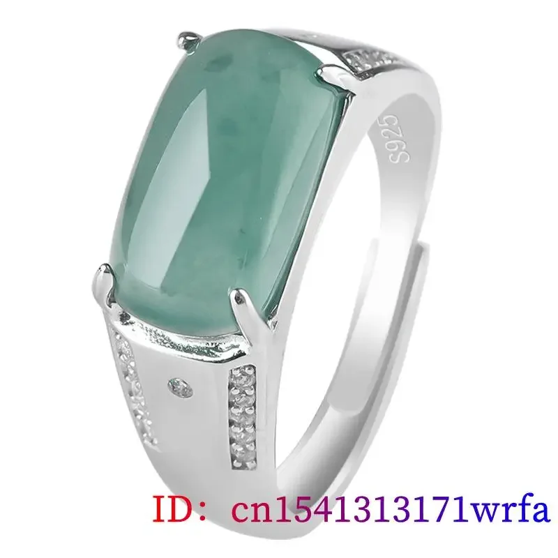 Cincin giok Birma batu permata biru alami zamrud wanita jimat batu Jadeite 925 hadiah perak batu permata pesona perhiasan