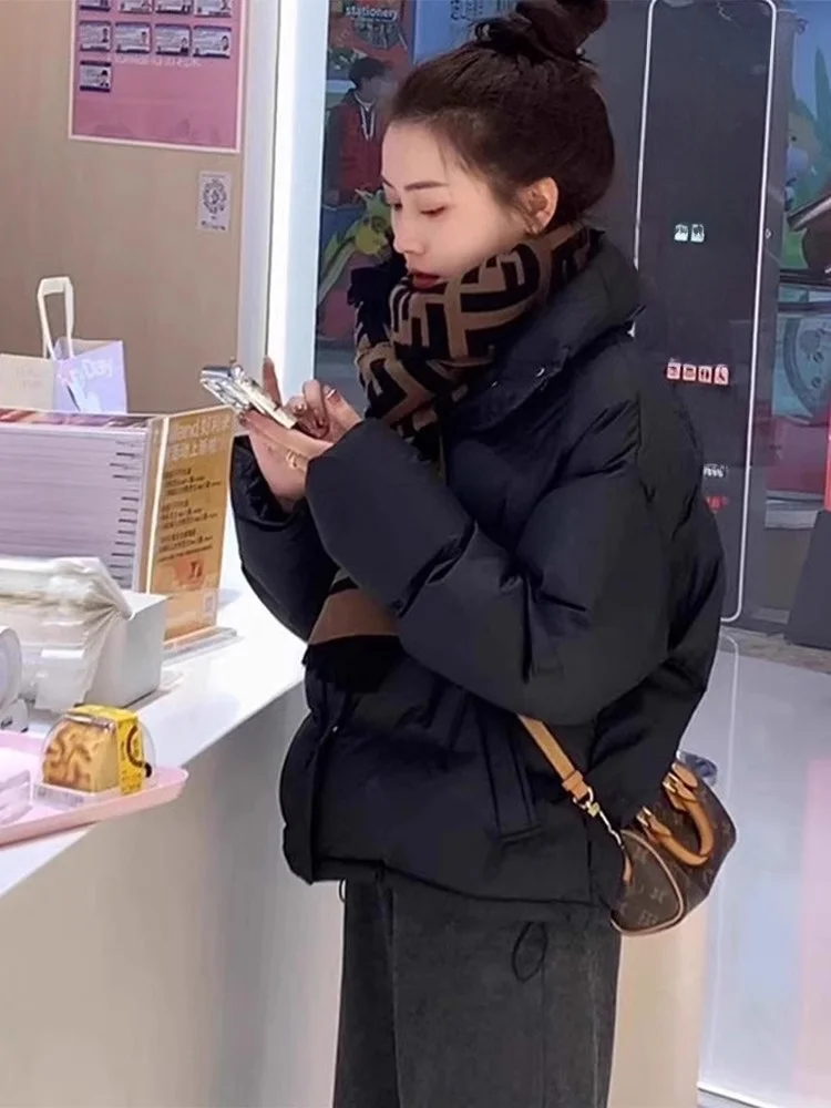 

Женская утепленная зимняя куртка-пуховик Bla из хлопка, корейский свободный крой, с длинными рукавами, на молнии