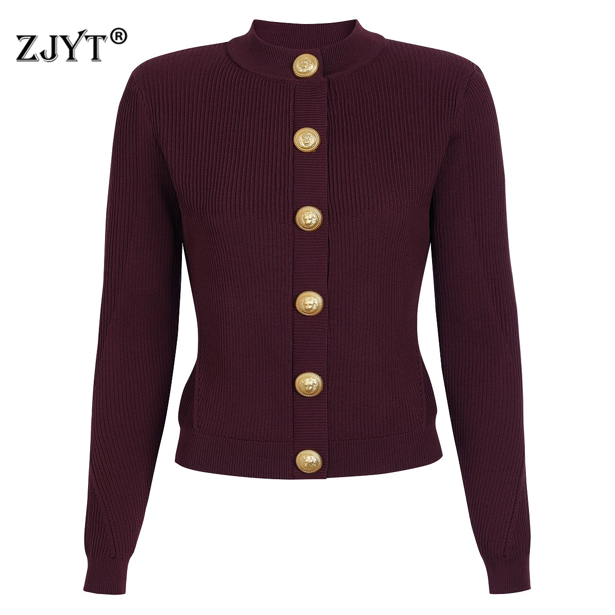 

ZJYT Autumn Winter Fashion Knitted Cardigans Coat Tops Long Sleeve Elegant Single Breasted Buttons Knitwears Female Jersey Mujer