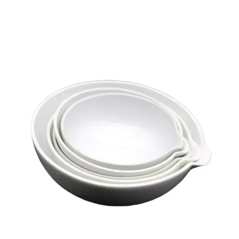 Customized 35-5000ml experimental round bottom hemispherical evaporative porcelain dish