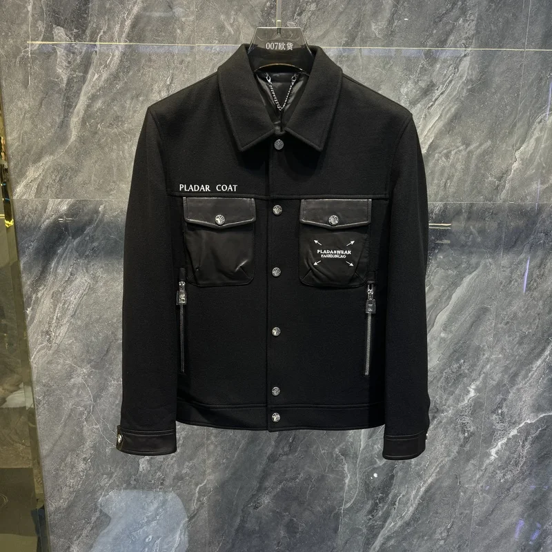 

Summer 2025 new styles of men's clothing from Europe and America Long-sleeved lapel letters Printed single-row buckle Jacket
