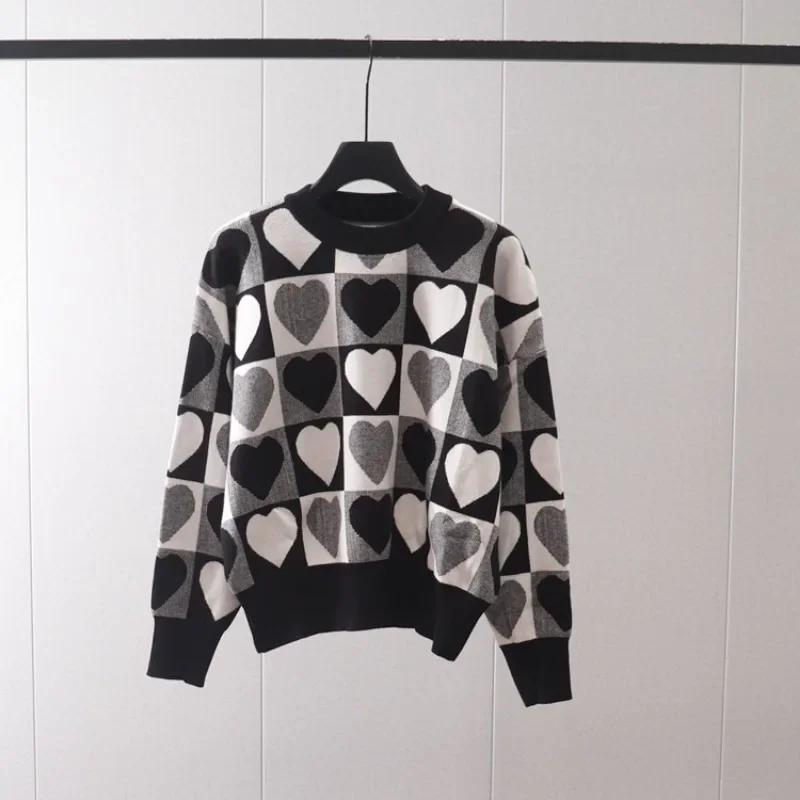 Suéteres Harajuku para mujer, Jersey Kawaii con corazón, Tops de punto Y2k, Jersey de moda coreana, ropa de otoño e invierno