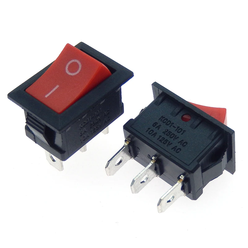 5Pcs KCD1 3-pin 21*15mm boat car rocker switch 6A/250V AC 10A/125V AC with traffic light switch