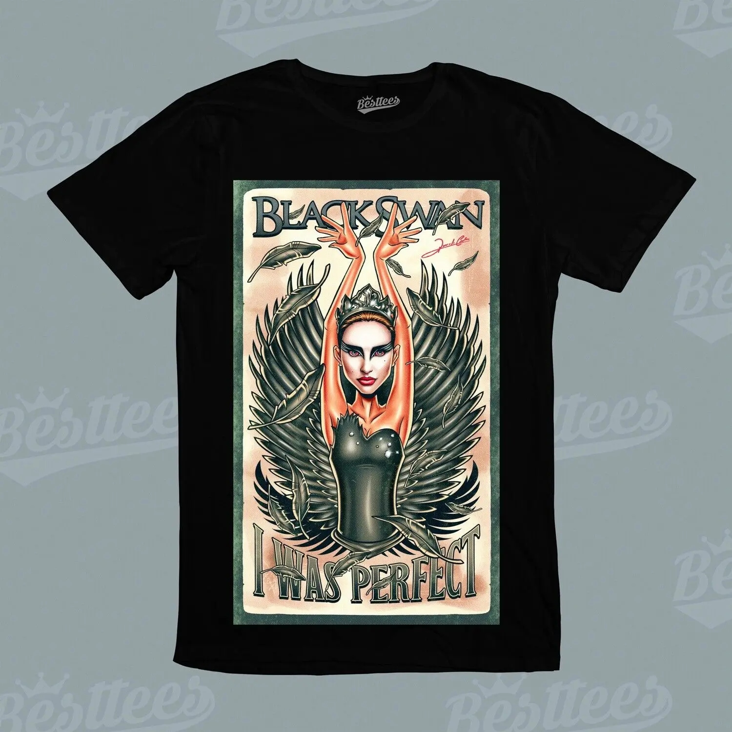 Детская футболка с изображением черного лебедя и идеальной балерины