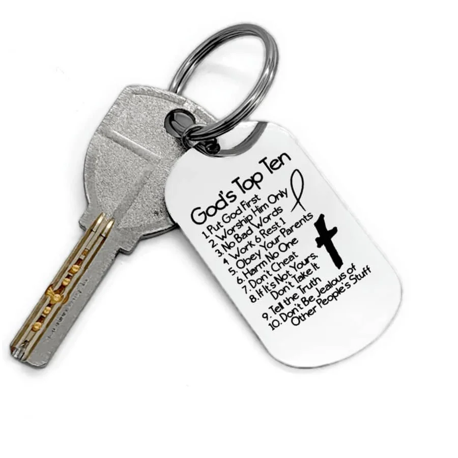 1pc Top Ten Keychain Gift for Daughter Son Laser Engrave Durable Metal Key chain No Bad Words Tell The Truth Key Ring Bag Charm
