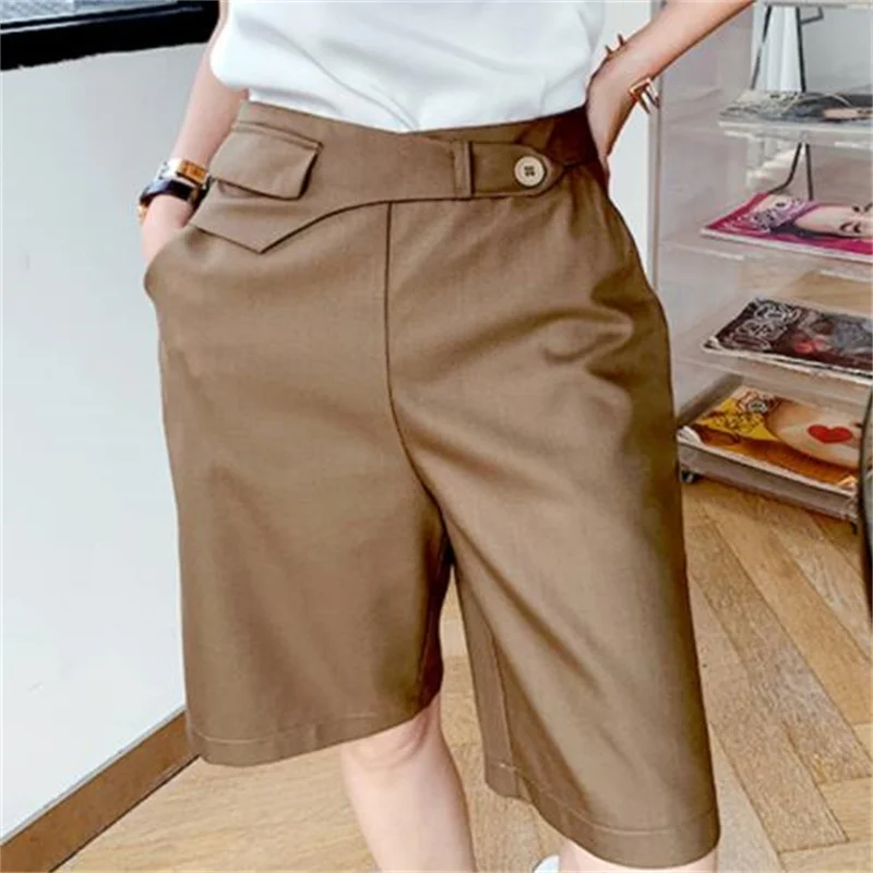 

Shorts Women's Summer Khaki Loose Casual Straight Pants High Waist Slim Suit Casual Pants