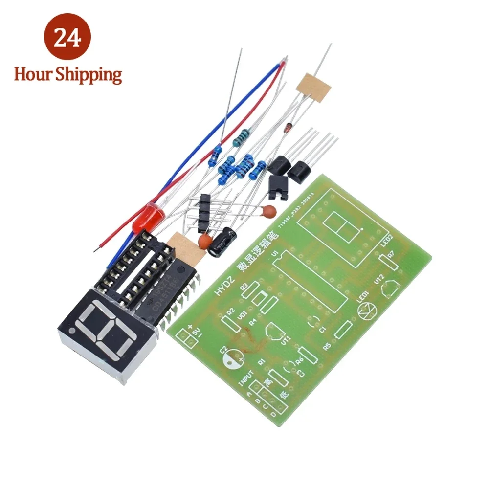 DIY LED pcb Digital Display LED Logic Pen Electronic Kit High and Low Level Test Circuit Soldering Practice Board Kit