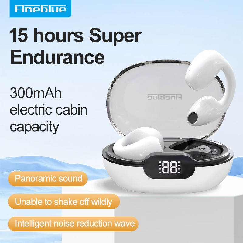 Fineblue F350 Pro Wireless earphone Bluetooth 5.4 Ear clip Headset digital charging compartment TWS Sport Headphone