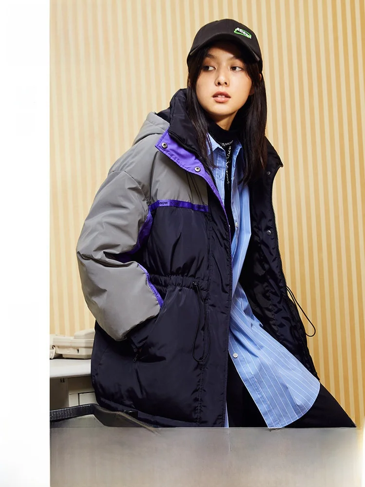 

Женская удлиненная пуховая куртка Snow Flying со съемным капюшоном, модный уличный стиль, серый цвет, наполнитель из утиного пуха, застежка-молния, длинный рукав