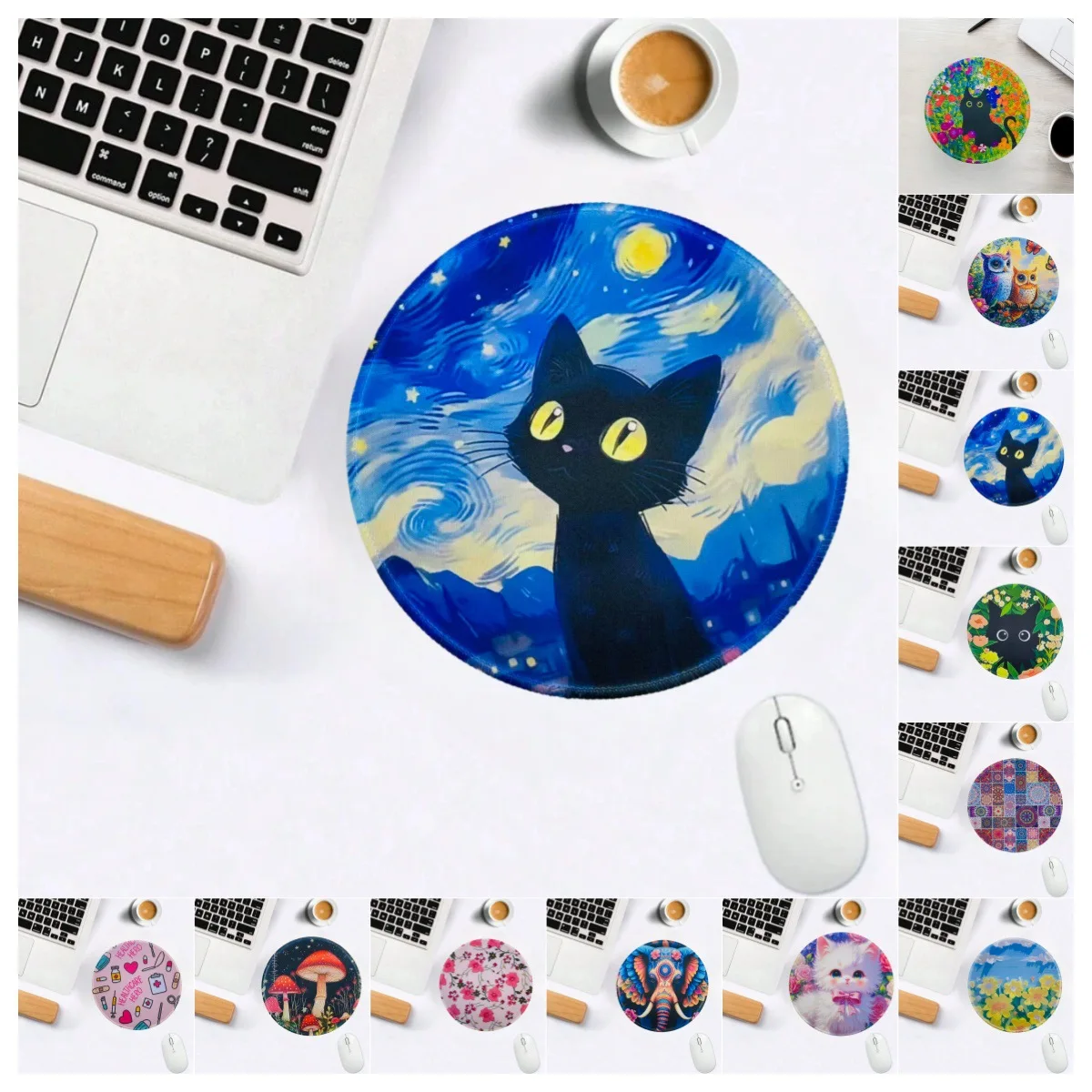 

Round Non-Slip Gaming Mouse Pad | Stitched Edge Office Desk Mat